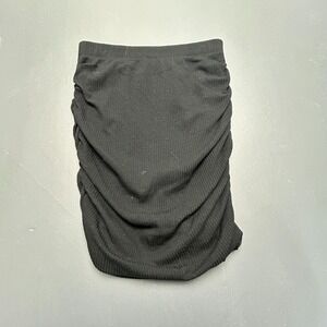 Sundry for Evereve Skirt Women's 1 Juniors Black Ruched Ribbed Stretch USA Made